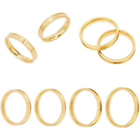 Ring Blanks Stainless Steel Grooved Rings Blank Core Ring Round Empty Ring Inlay Finger Rings for Jewelry Making Man Women Gift DIY Craft diy