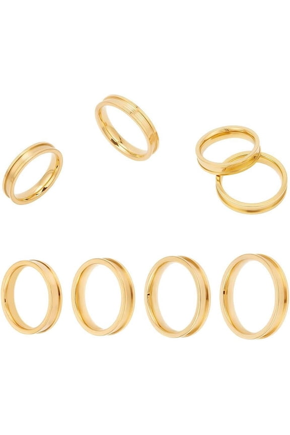 Ring Blanks Stainless Steel Grooved Rings Blank Core Ring Round Empty Ring Inlay Finger Rings