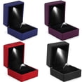 thumbnail image 1 of Ring Box, Jewelry Gift Boxes, Plush Lining Luxurious Square Ring Box with LED Light to Make Jewelry More Dazzling, Conveniently Portable Elegant Ring Box Engagement or Valentine’s Day, Blue, 1 of 6
