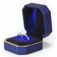 thumbnail image 1 of Ring Box, Jewelry Gift Boxes, Square Velvet Interior Elegant Style Design Ring Box with LED Light for Jewelry Display Wedding Engagement, Blue, 7.5cm * 7.5cm * 5cm, 1 of 7