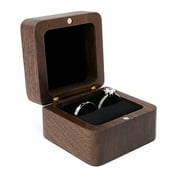 GRANDEST BIRCH Ring Box Square Portable Wood Vintage Design Earring Box for Wedding Gold Wood