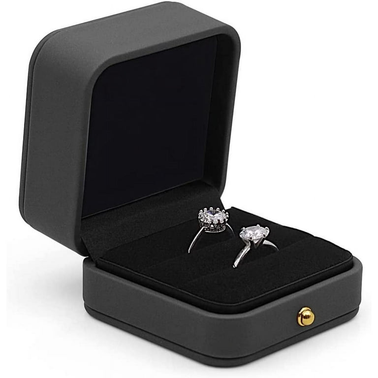 Ring Box Wedding Engagement Box Green Square Leather Velvet