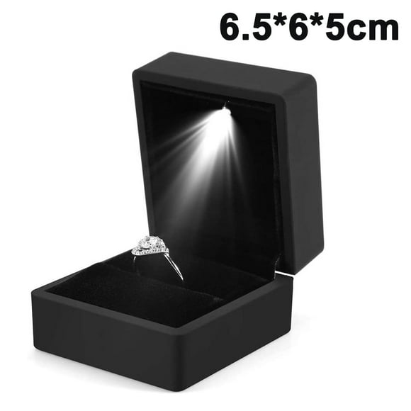 Ring Box, Wedding Ring Case Jewelry Gift Box with LED Light for Proposal Engagement Wedding