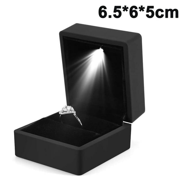 Ring Box, Wedding Ring Case Jewelry Gift Box with LED Light for