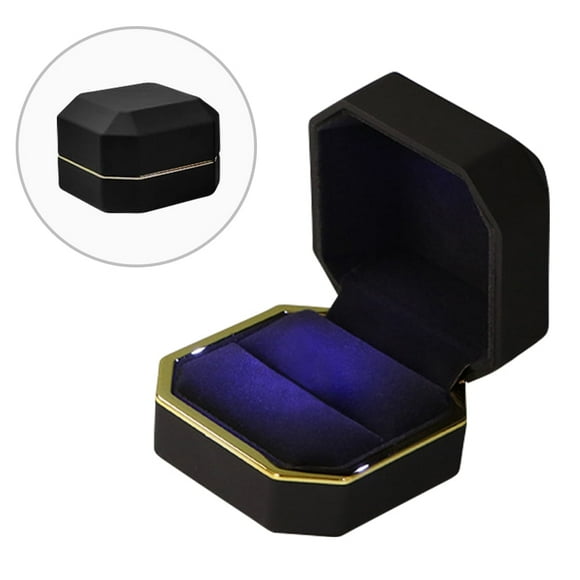 Ring Box with LED Light for Proposal, Engagement, and Wedding Jewelry Presentation, Square Velvet