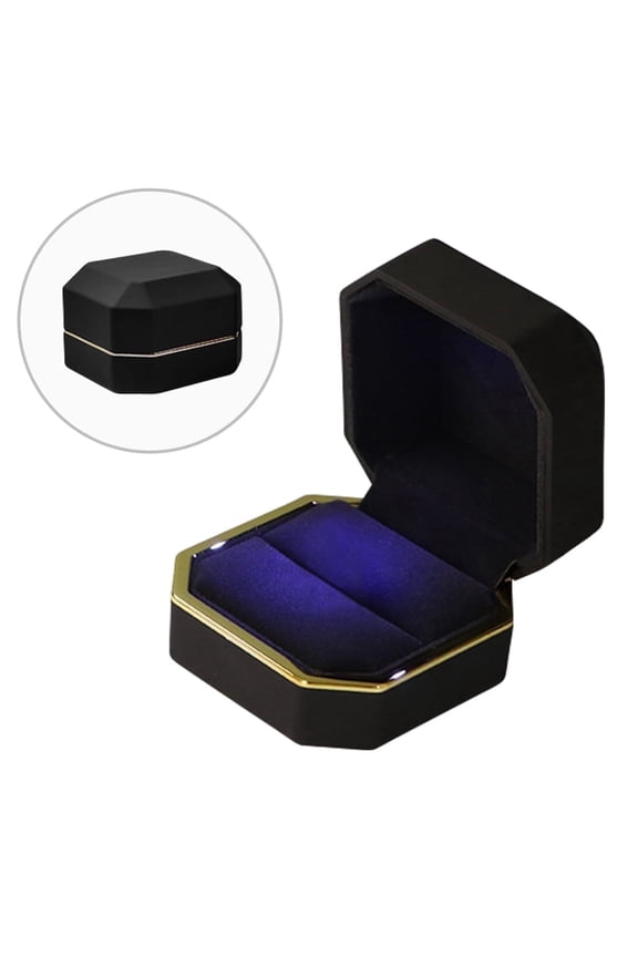 Ring Box with LED Light for Proposal, Engagement, and Jewelry Presentation, Square Velvet