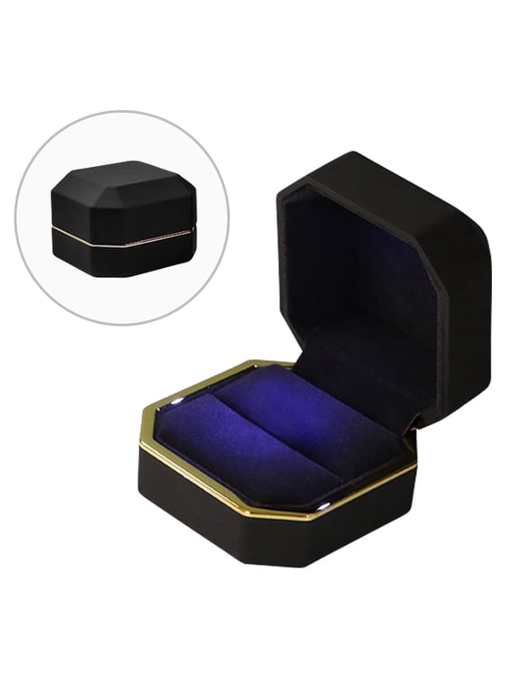 Ring Box with LED Light for Proposal, Engagement, and Jewelry Presentation, Square Velvet