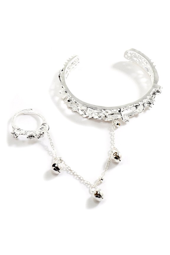 Ring Bracelet for Women, Fashionable Bangle Hand Jewelry, Simple Finger Accessory