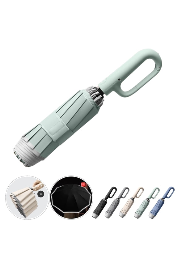 Ring Buckle Fully Automatic Umbrella, Reflective Safety Strip, Sturdy Windproof, Reverse Automatic, Travel Portable, Compact Folding