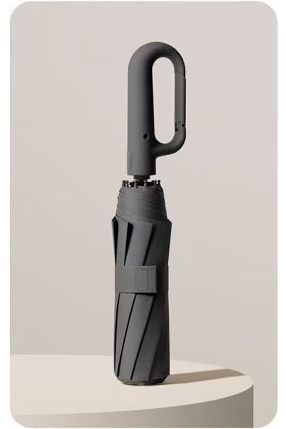 Ring Buckle Umbrellas, Portable Reverse Folding Sun and Rain Umbrella, Windproof Design with Reflective Strip for Safety, Automatic Open and Close, Carabiner Handle Ideal for Travel and Everyday Use