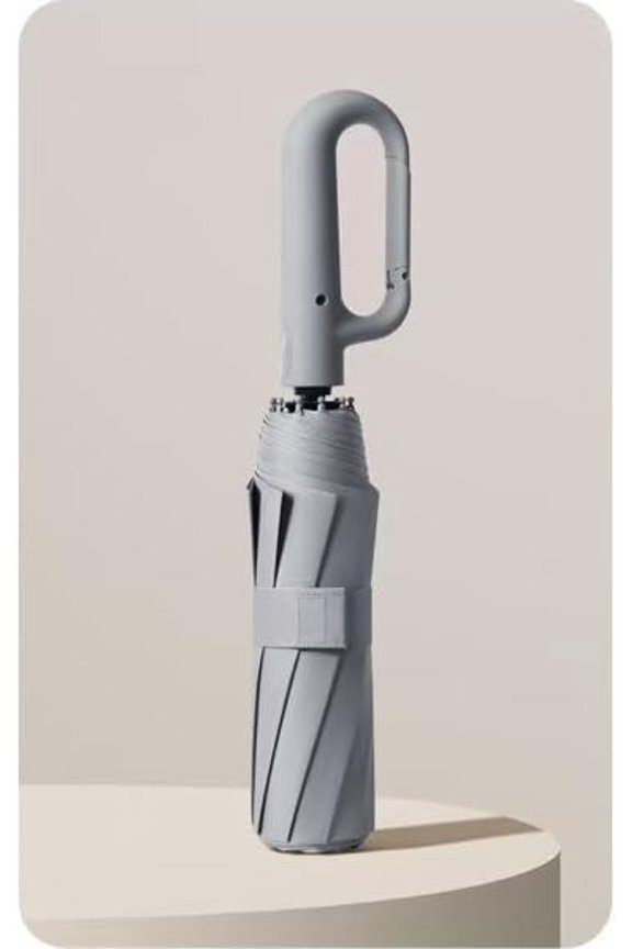 Ring Buckle Umbrellas, Portable Reverse Folding Sun and Rain Umbrella, Windproof Design with Reflective Strip for Safety, Automatic Open and Close, Carabiner Handle Ideal for Travel and Everyday Use