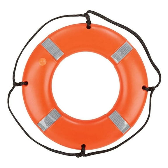 Ring Buoy 24 Inch - Orange Water Flotation Device with Reflective Tape - Marine Safety Buoy for Boats, Vessels, Offshore Use One Size