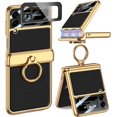 thumbnail image 1 of Ring Case Compatible for Samsung Galaxy Z Flip 3 5g Case with Hinge Protection & Camera Protector,Full Protective Magnetic Leather Samsung Flip 3 Cover,Flip Phone Case Galaxy Z Flip 3 Case Black, 1 of 14