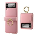 thumbnail image 1 of Ring Case Compatible for Samsung Galaxy Z Flip 4 5g Case with Screen Protector Hinge Protection,Slim & Thin Shockproof Hard PC Leather Cover Protective Phone Case for Samsung Flip 4 Case, Pink, 1 of 11