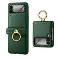 thumbnail image 1 of Ring Case Compatible for Samsung Galaxy Z Flip 4 5g Case with Screen Protector Hinge Protection,Slim & Thin Shockproof Hard PC Leather Cover Protective Phone Case for Samsung Flip 4 Case, Green, 1 of 11