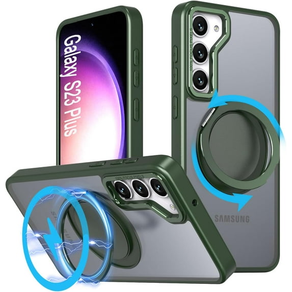 Ring Case for Galaxy S23 Plus,Compatible with MagSafe with 360° Ring Stand Shockproof Protection Cover Case for Samsung Galaxy S23 Plus Green