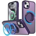 thumbnail image 1 of Ring Case for iPhone 15,Compatible with MagSafe with 360° Ring Stand Shockproof Protection Cover Case for iPhone 15 Purple, 1 of 12