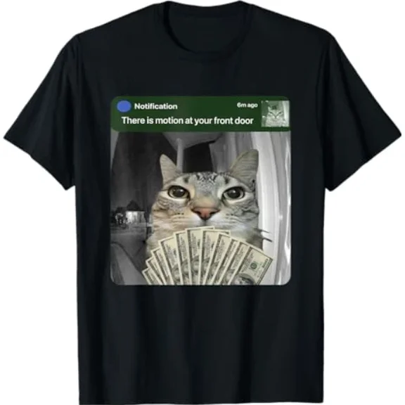 Ring Cat Motion Meme Funny Animal Internet Culture Graphic Humor Unisex T-Shirt, S-5XL