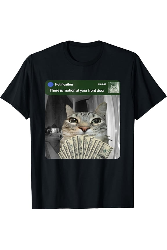 Ring Cat with Motion Meme T-Shirt- American fashion hot selling casual retro high quality 100% cotton T-shirt 1 piece