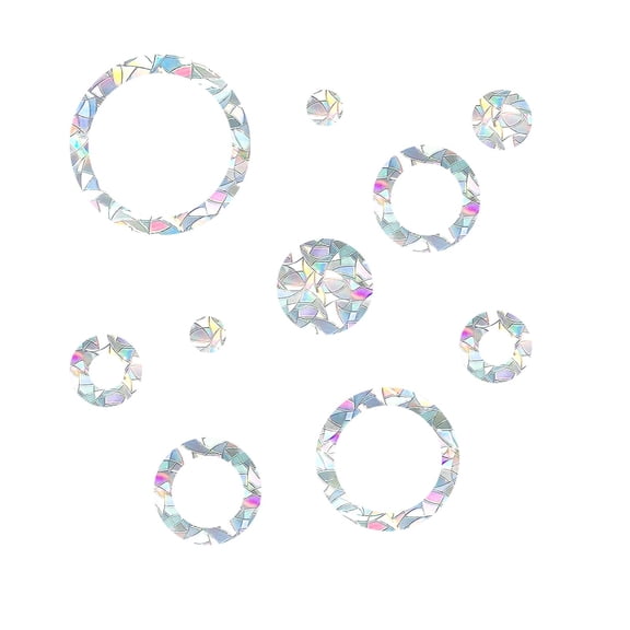 Ring and Circle Static Window Clings Anti Collision Window Decals for Bird Strikes, Glass Awareness Stickers, Stop Birds Flying into Windows, Set of 21