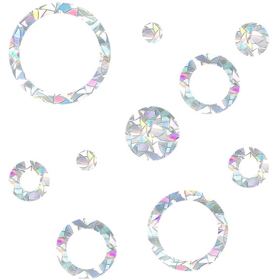 Ring and Circle Static Window Clings Anti Collision Window Decals for Bird Strikes, Glass Awareness Stickers, Stop Birds Flying into Windows, Set of 21