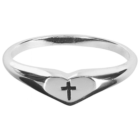 Ring Cross Engraved Heart Size 4