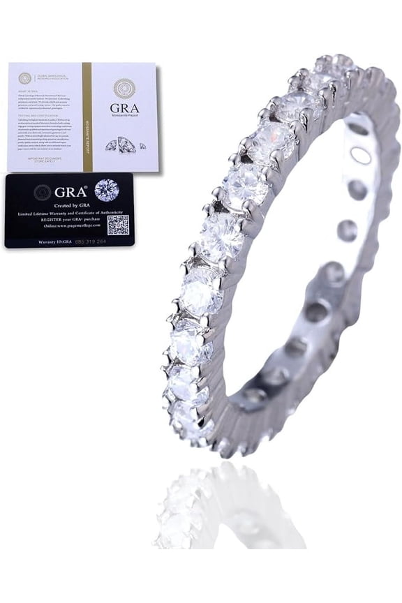 Ring D Colour 1.5 Ct Total, Platinum Plated Sterling Silver, 1.5 Carat Laboratory Grown Diamond, Timeless Gift for Husband, Boyfriend, Birthday