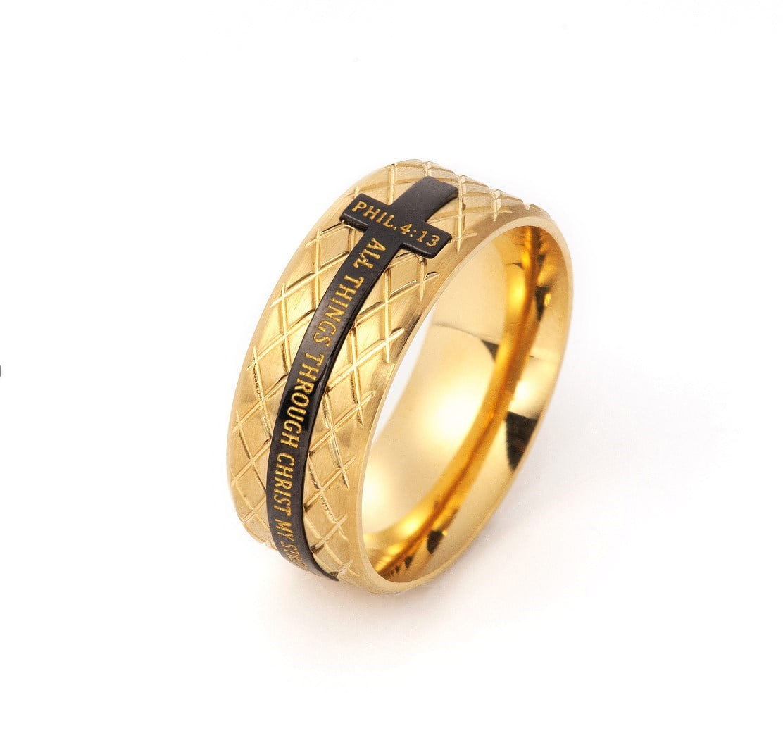 SPIRIT AND TRUTH JEWELRY Ring-Diamondback-Christ My Strength (Size 12)-Gold
