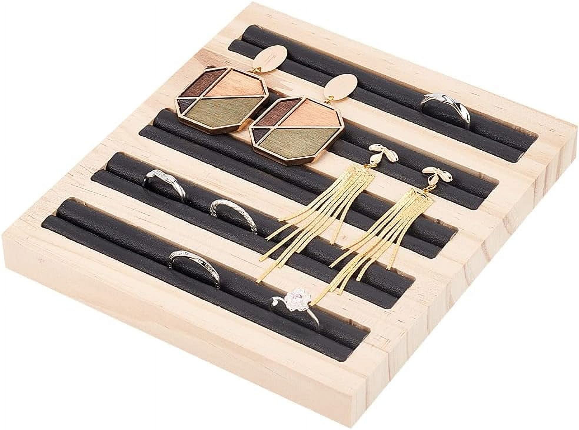 Ring Display Board Black Leather Ring Earrings Trays 6.5x5.91x0.67inch