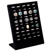 Coward Ring Display Stand, Velvet Ring Holder, 50 Slots Rings Organizer Jewelry Display Tray, L-Shaped Jewelry Organizer Stand for Rings Earrings Selling Black 1Pcs