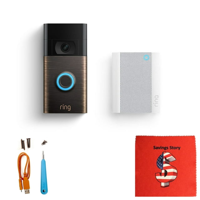 Ring_Doorbell and Chime Bundle, Battery or Wired Bronze, 1080p , Free