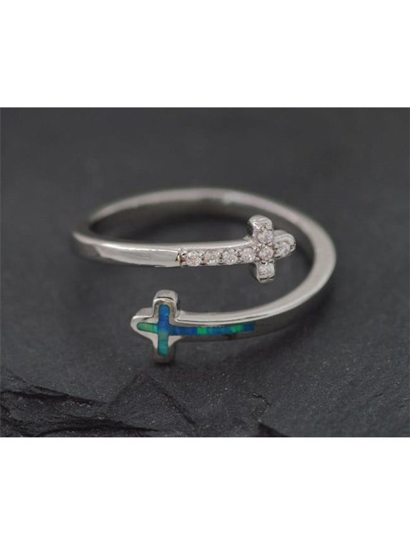 Ring-Eden Merry-Cross-Blue Opal Adjustible
