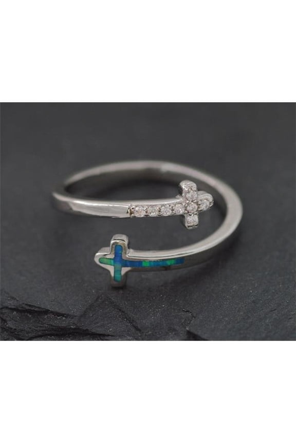 Ring-Eden Merry-Cross-Blue Opal Adjustible