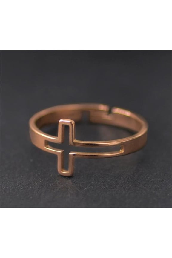 Ring-Eden Merry-Cross-Rose Gold Adjustible