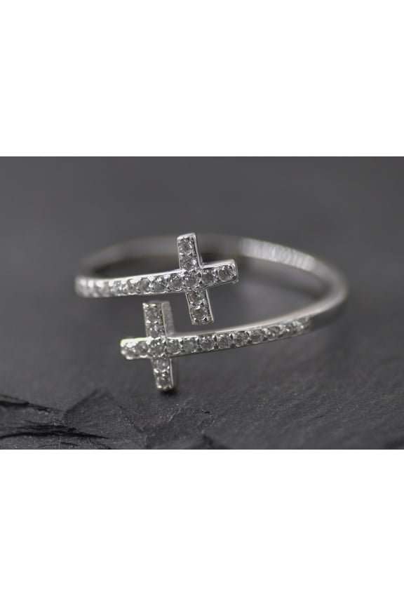 Ring-Eden Merry-Double Cross-Sparkle Adjustable