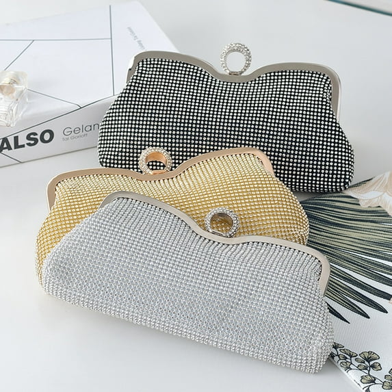 Ring Evening Clutch Rhinestone Women Bag Sparkly Crystal Bag for Birdal Party/Black