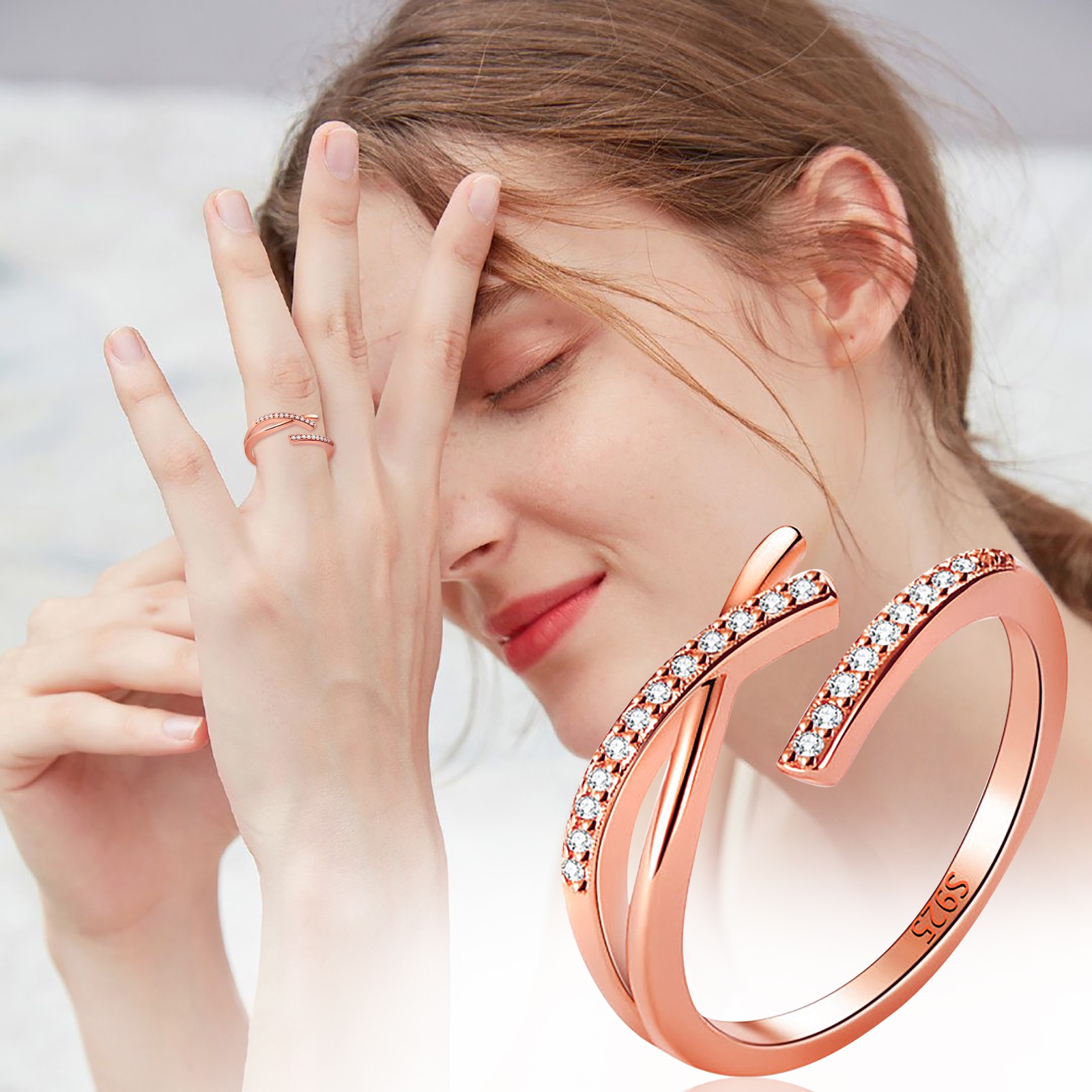 Ring Female Fashion Personality Light Opening Adjustable Joint Inde,New