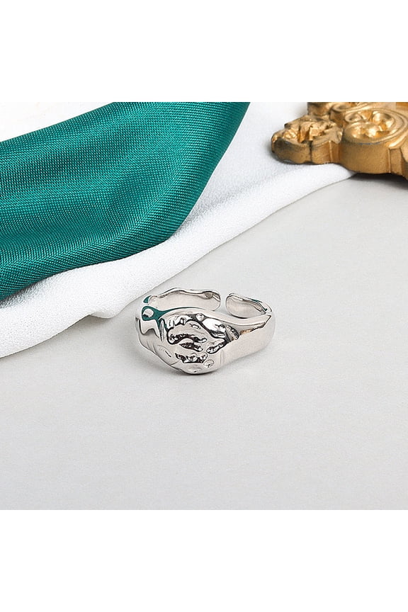 Ring Female Japan Korea Simple Light Europe And America Simple Stone Texture Female Irregular Concave Convex Pasta Finger Ring