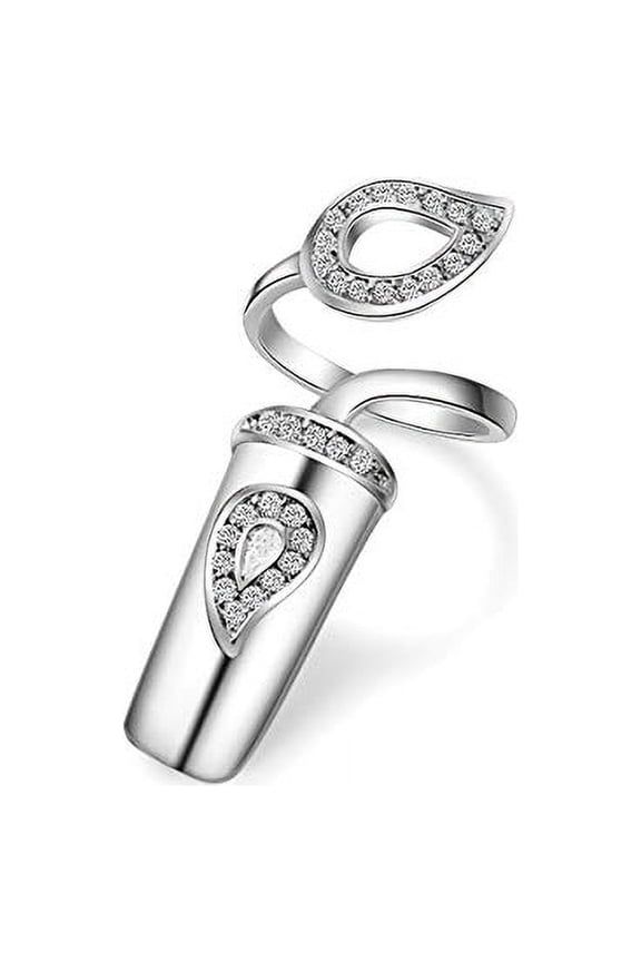 Ring Finger Nail Cover Rings Gold Plated Fingernail Rings Jewelry Artificial Nail Accessories for Women SZ287-3 (Platinum)