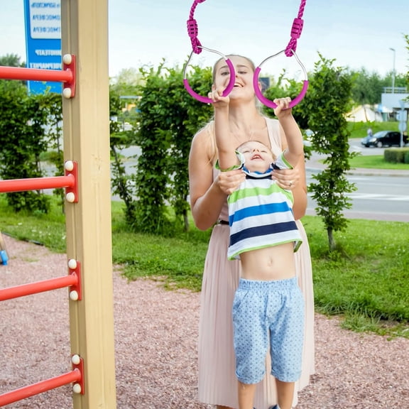 Ring Fitness Gymnastic Ring Climbing Bar Workout Outdoor Backyard Playground Training Equipment Play Set, Jungle Gym Fist Hanging Swing Monkey Bars  Warrior Obstacle Course Trapeze Playsets