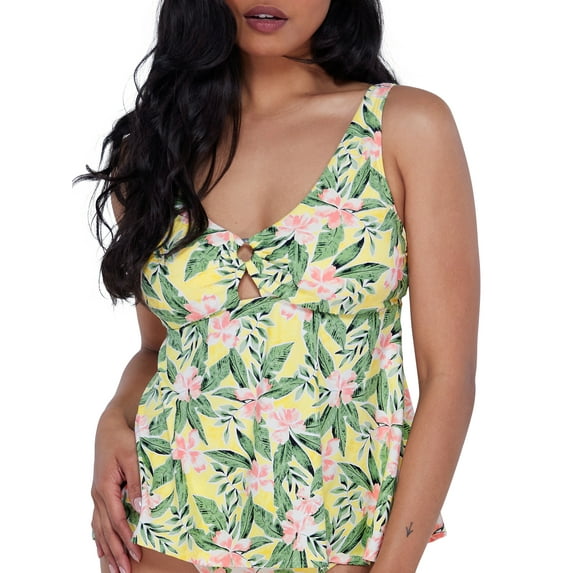 Ring-Front Underwire Tankini Top Swimsuit