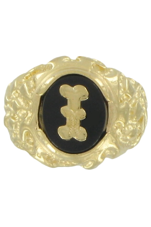 Ring Gold Tone Black Onyx I Initial Signet Size 11 Mens Adult Male