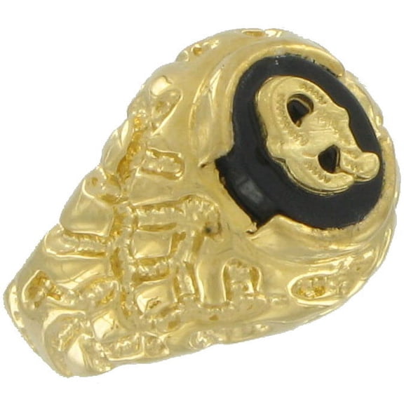 Ring Gold Tone Black Onyx Q Initial Signet Size 10 Mens Adult Male