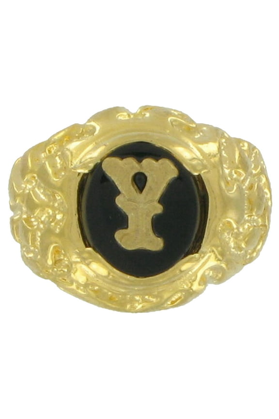 Ring Gold Tone Black Onyx Y Initial Signet Size 7 Mens Adult Male