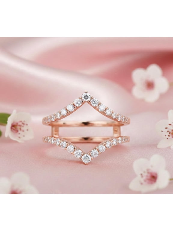 Ring Guard Enhancer Curved Stackable Band Womens Bridal Ring, 18KT Gold Plated
