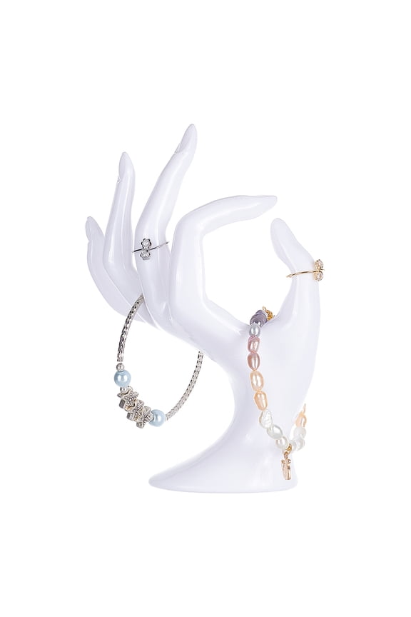 Ring Hand Holder OK Shape Hand Jewelry Holder Elegant Bracelet Holder Jewelry Support Watch Stand Wedding Showcae for Home Retail Display Organization White DIY White