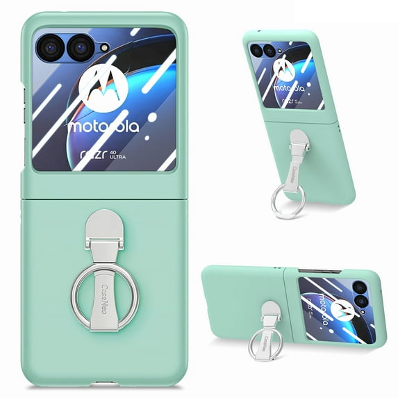 Ring Holder Case Compatible with Motorola Razr 40 Ultra Case, Slim Thin Solid Sturdy Hard PC All-Inclusive Anti-Drop Built-in Screen Protector Case for Motorola Razr 40 Ultra, Mint