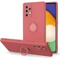 thumbnail image 1 of Ring Holder Case for Samsung Galaxy A53 5G, Slim Liquid Silicone Phone Case with 360 Rotatable Ring Holder Kickstand Bumper Hand Strap with Magnetic Car Mount Shockproof Cover - Rose Red, 1 of 14