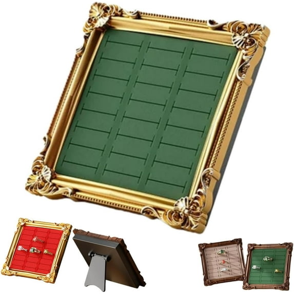 Ring Holder Frame - Jewelry Display Tray with 24 Slots, Elegant Organizer for Wedding Rings and Photography