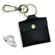 Ring Holder Keychain for Gym, Leather Jewelry Travel Pouch for Wedding Ring, Necklaces, Mini coin pouch for Women
